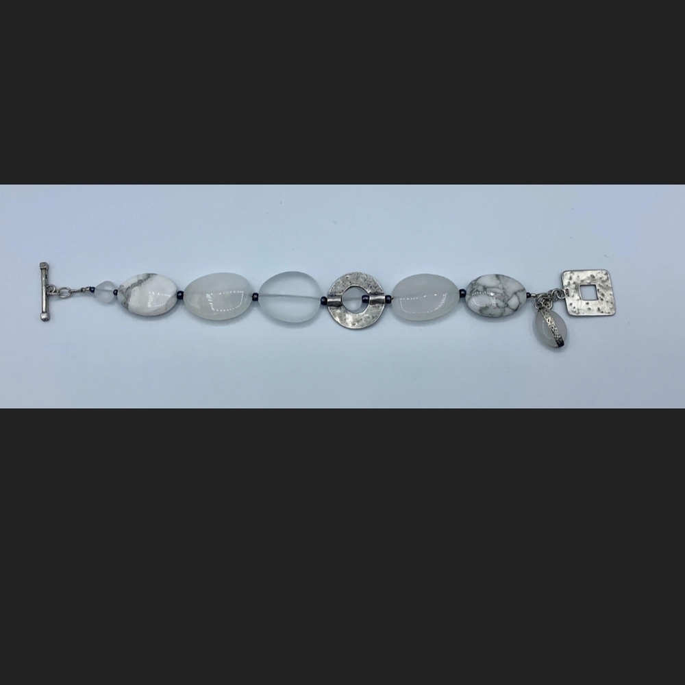 Elegant Silver and White Bracelet